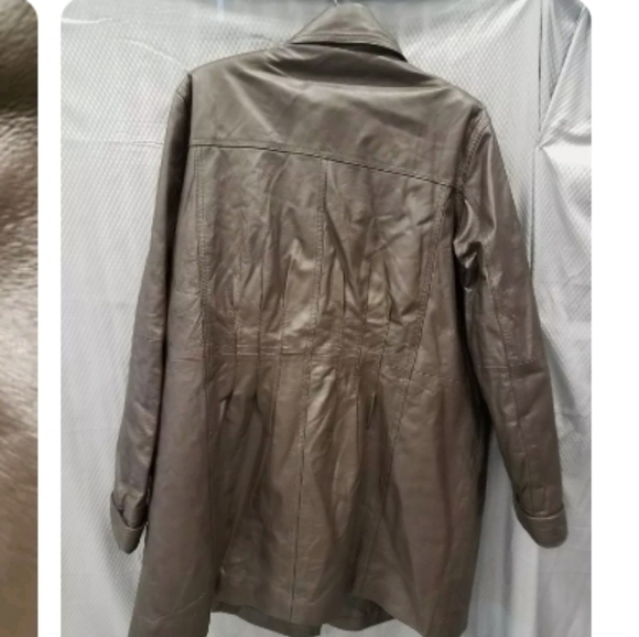 Veranesi Women's Brown large Genuine Leather Coat 18W 18 - Picture 2 of 7